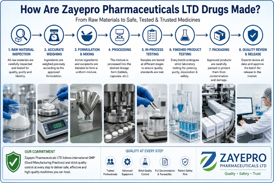 How are Zayepro Pharmaceuticals LTD Drugs Made